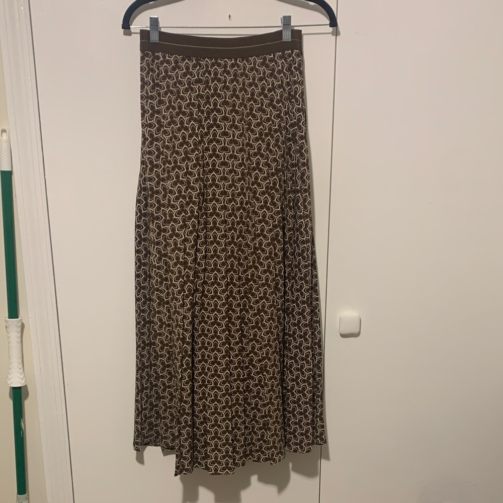 Posh Brown and White Maxi Skirt